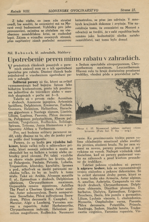 časopis "Slovenské ovocinárstvo"